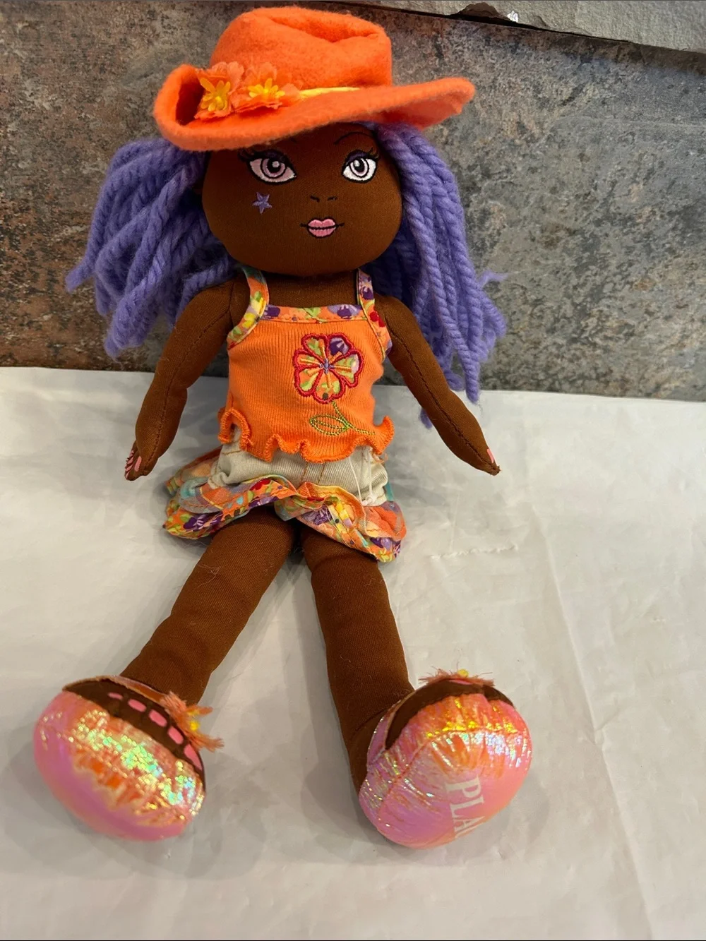 The Children's Place Purple-Haired Orange Outfit Plush Doll